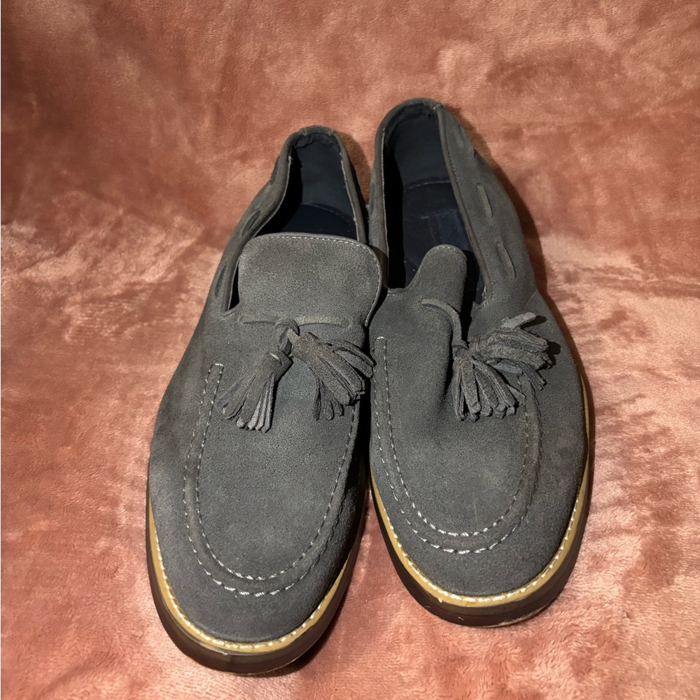 Joseph Abboud Charcoal Suede Tassel Loafers